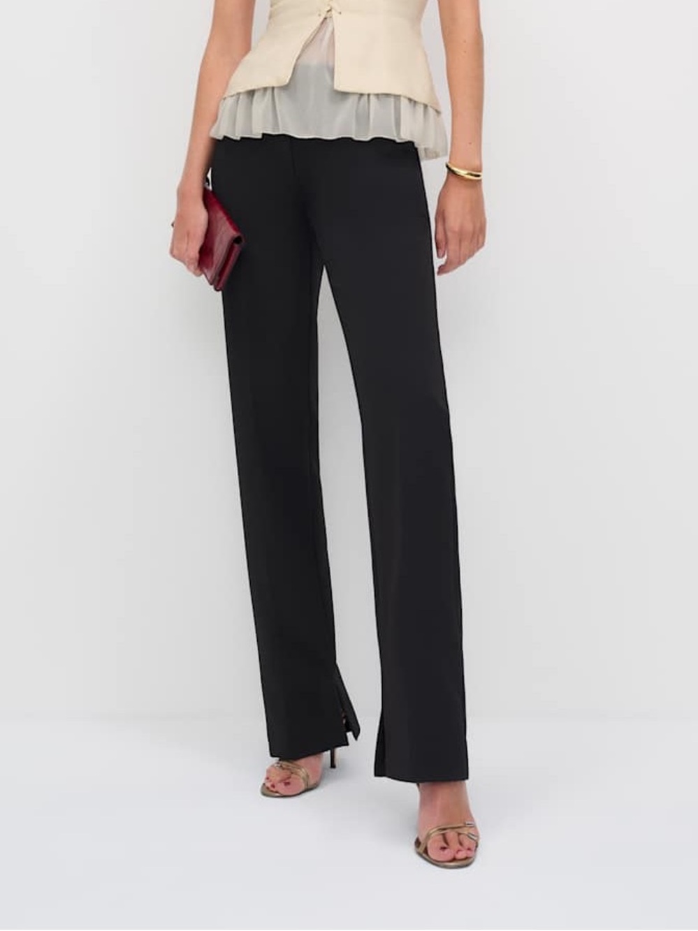 NWT Reformation Soren Pants Black Low Rise Wide Leg 33” inseam Tall Made in USA